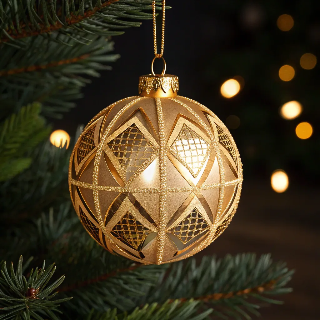 Modern glow gold Christmas ornament